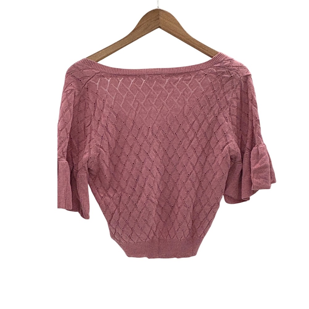 Tularosa Revolve Sweater Blouse Flutter Sleeve Crochet Women Medium Pink New - Picture 3 of 13